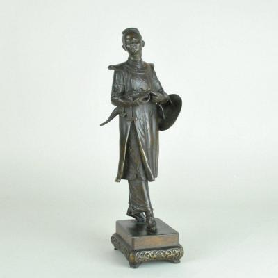 Chinese Crocodile In Bronze, Rare Model By H Galy, 19th Century