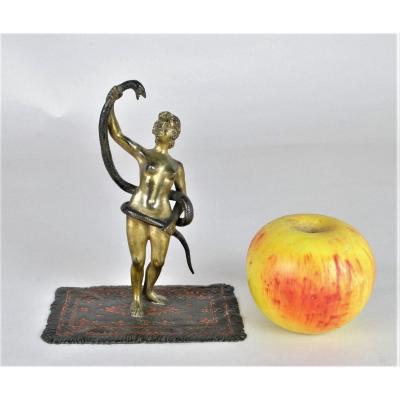 Bronze From Vienna, Oriental Naked With Snake, XIXth Century