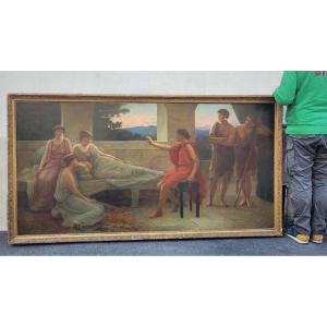 Large Neoclassical Oil On Canvas, 