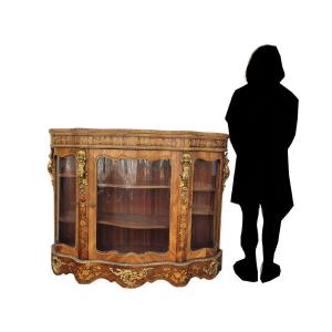 *special Offer * Maison Pretot, Sideboard In Marquetry And Bronze, Napoleon III, XIXth Century