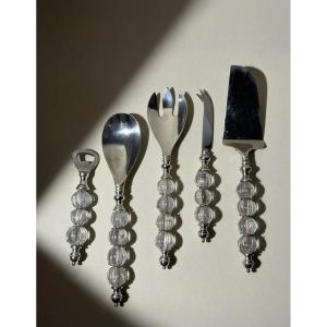 Silver-plated Metal Serving Cutlery Set (salad/bottle Opener/cheese/cakes) 