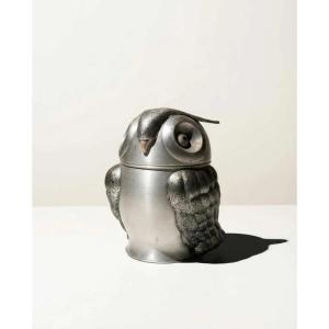 Vintage Owl-shaped Ice Bucket – Brushed Aluminum, Made In Italy – 1970s