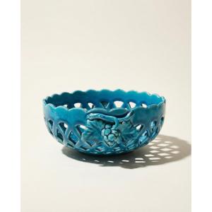 Turquoise Basket By Emile Tessier Malicorne - 20th Century