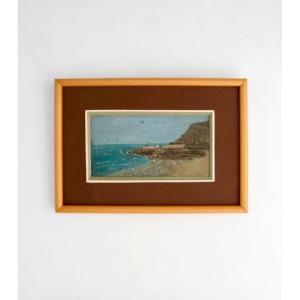 Oil Painting Of A Beach Scene - Signed Eugène Huc (1891-1979) - Early 20th Century