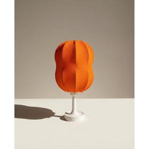 Table Lamp With Plastic Base And Orange Lampshade - Mid Century Space Age Style