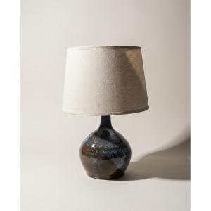 Blue-brown Glazed Ceramic Lamp – 1950s/60s, Ruelland Style