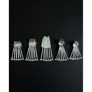 30-piece Silver-plated 18/10 Stainless Steel Spiral/whirlwind Cutlery Set – Mid-century Modernist Style