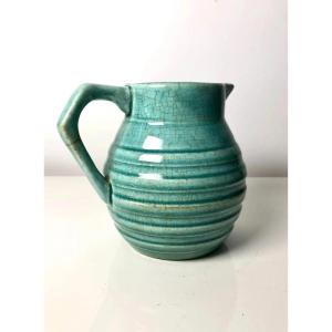 French Majolica "orchies" Earthenware Pitcher, 13 Cm High – Late 19th Century