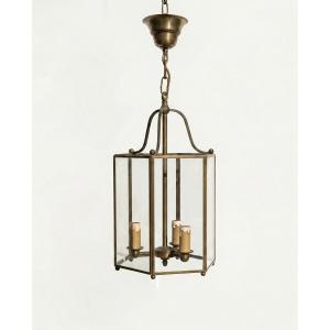 Hexagonal Brass Lantern/chandelier – 3 Lights – Louis XVI Style – H 80 Cm