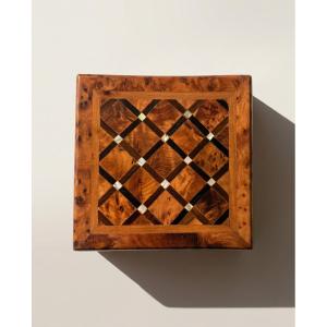 Marquetry Jewelry Box In Cedar Wood And Mother-of-pearl - Vintage Craftsmanship
