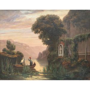 Jean-charles Grandjean - Fischermen On A Lake In Italy