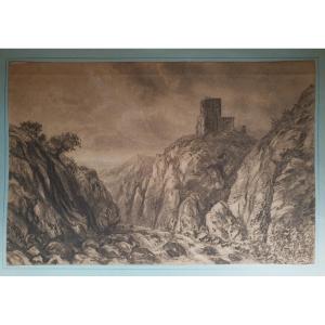 Alexandre-gabriel Decamps (attributed To)- Landscape With A Fortress 