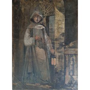 Marius Granet (entourage Of) - A Monk With A Lantern