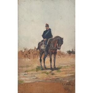 Alphonse De Neuville - Sketch Of A Soldier On Horseback During The War Of 1870