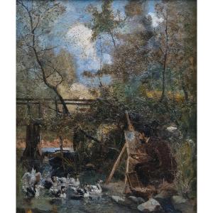 French School Of The 19th Century - The Painter In Nature