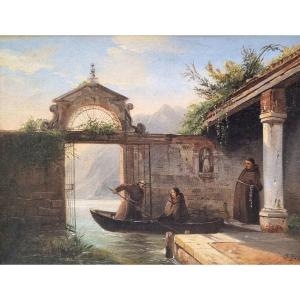 Jules Sanson - The Arrival Of The Young Girl At The Monastery On The Shores Of Lake Como