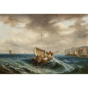 French School, Mid-19th Century - Boat Approaching The Port