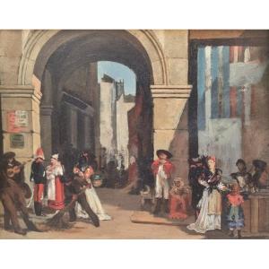 François Bossuet (attributed To) - Animated View Of A City In Spain