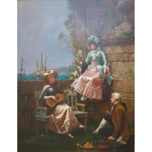 Georges Devy (active At The End Of The 19th Century) - Elegant Scene In A  Garden