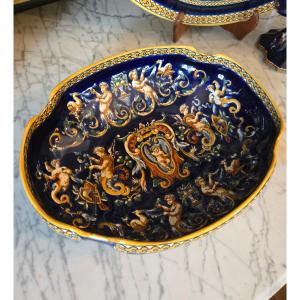 Melonière In Gien Earthenware, "otalian Renaissance" Decoration On A Blue Background, 1941–1950.