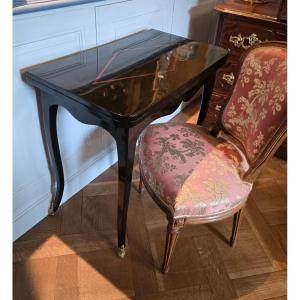 Broken Louis XV Period Game Table In Blackened Wood.