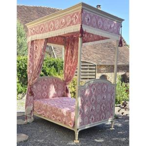Four-poster Canopy Bed In Painted Beech, Louis XVI Period. 