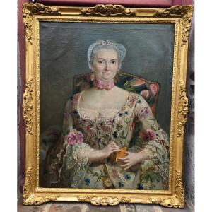 Presumed Portrait Of Jeanne Victoire De Crespy, Lady Of Chauvigné, French School, Circa 1755