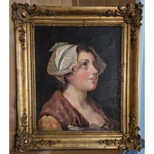 Portrait Of A Young Woman In A Bonnet, Oil On Canvas, Late 18th Century   