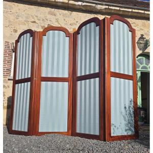 Large Louis XVI, Directoire Style Mahogany Screen.   