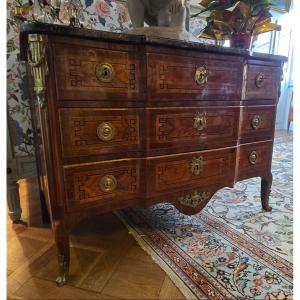 Transitional Commode With Double Projection And Greek-style Decoration, Paris Circa 1770.   