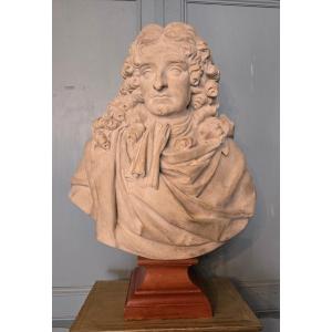 Large Bust Of Jean De La Fontaine, After Louis-pierre Deseine 
