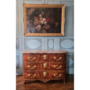 Regency Commode In Plum Veneer With Ceres Masks. First Half Of The 18th Century.  