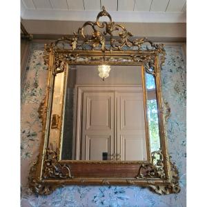 Large Mirror With Side Panels, Napoleon III Period – 19th Century.
