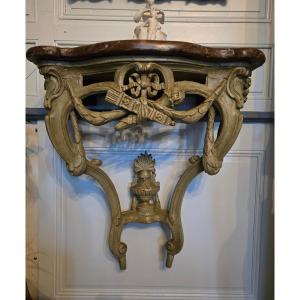 Wall Console With Attributes Of Love, Provincial Work, Late Louis XV Reign.