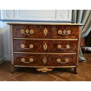 Louis XIV Commode In Precious Wood Veneer, Paris Circa 1710-1720.