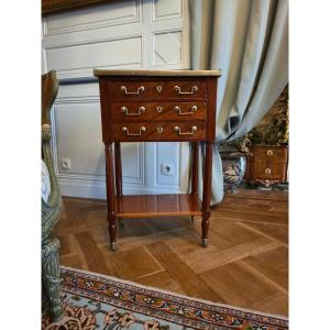 A Chiffonier Table Made Of Solid Mahogany And Mahogany Veneer, Dating From The Directoire Period.