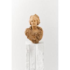 Albert-ernest Carrier-belleuse - Terracotta Bust Of A Young Woman, Circa 1870