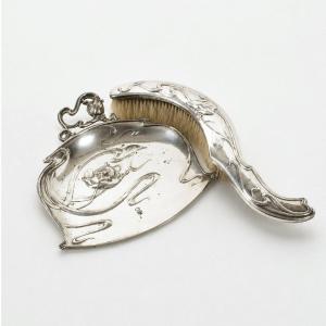 French Art Nouveau Silver-plated Crumb Tray Set By Victor Saglier