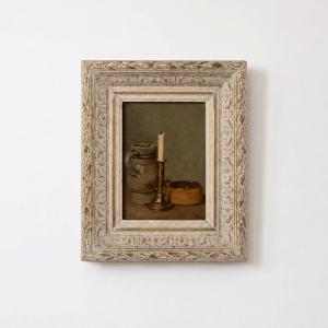 Antique 19th Century French Still Life With Candlestick - Provenance Hubert Van Rossom