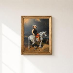 19th Century Oil On Canvas: Follower Of Alfred De Dreux - Capitaine Des Mousquetaires