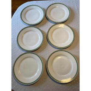 Very Beautiful Set Of 6 Porcelain Flat Plates - Manufacture Hache