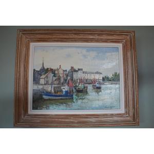 Marcel Cramoysan - Hiule On Canvas From The Port Of Honfleur