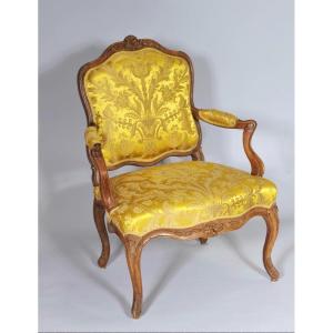   Stamped Nogaret A Lyon - Armchair With Flat Backrest - 18th