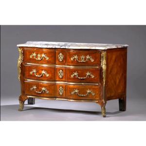 Violet Wood Inlaid Chest Of Drawers - Early Louis XV Period