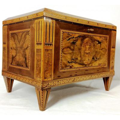 25% Discount - Large Box In Marquetry Of Fruit Wood, 18th Century
