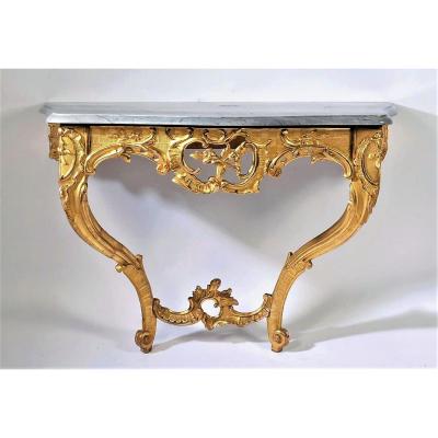  25% Discount  - Console Curved Wood Molded And Carved - 18th Century