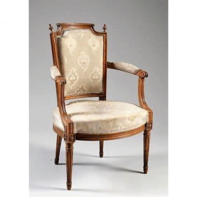 25% Discount -    Stamped C. Lerat - Louis XVI Armchair In Cabriolet - 18th Century