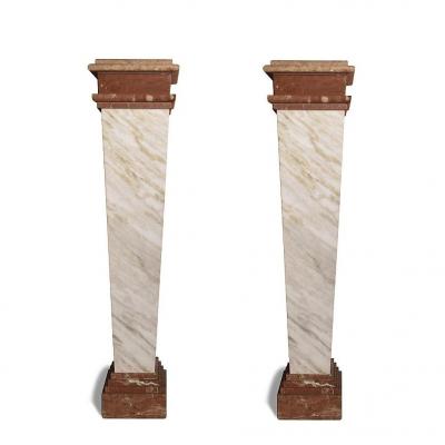 25% Discount -  Pair Of Louis XIV Sheaths In Veined Marble - XIXth Century