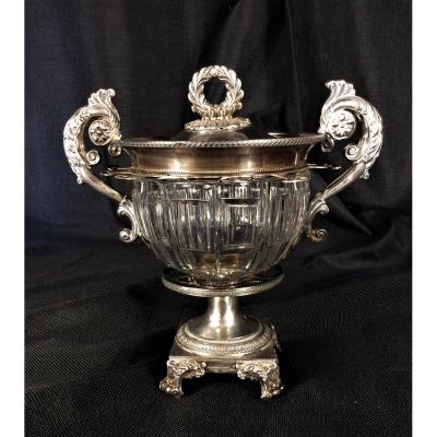 25% Discount  -  Important Jam In Cut Crystal And Silver - Around 1830  