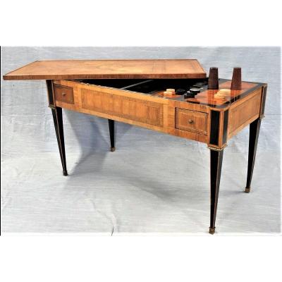 Stamped "b. Butte" - Games Table Called "tric-trac" - Louis XVI